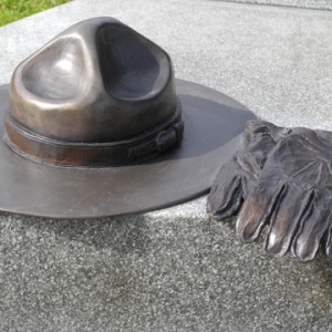 Photograph of RCMP stetson and gloves - Vancouver RCMP Memorial
