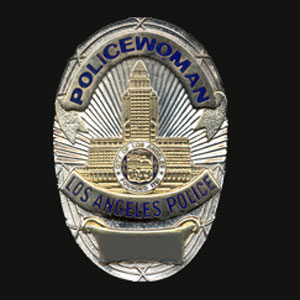 Photograph of Los Angles female police officer badge